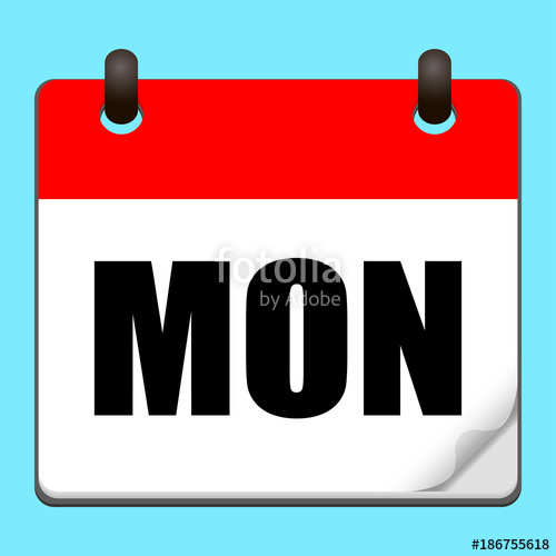 500x500 Calendar Icon Vector. Icon With Title Of Day Of The Week Monday