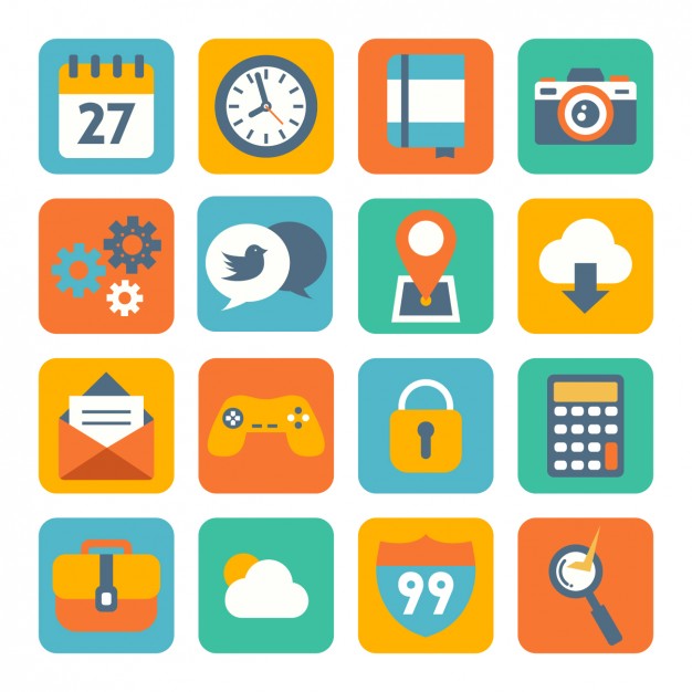 626x626 Coloured Icons Collection Vector Free Download