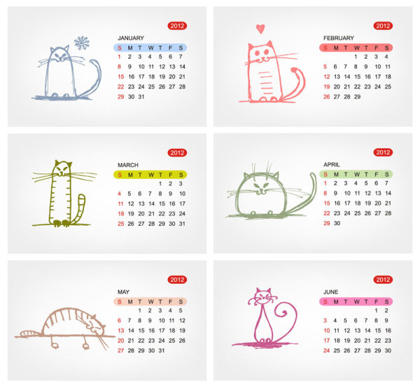 600x555 2012 Calendar Template Vector 02 Download Free Vectors Graphic