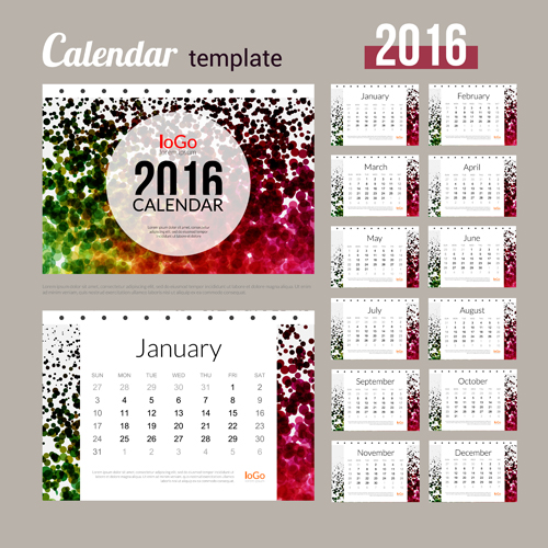 500x500 Creative Calendar 2016 Template Vector 06 Free Download