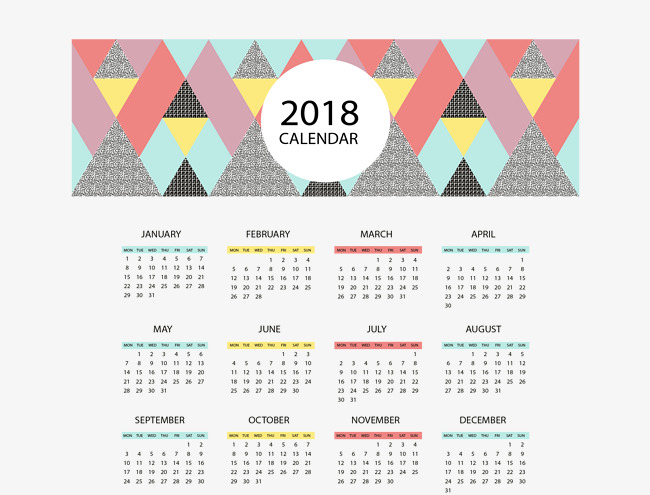 650x495 Triangle Puzzle 2018 Calendar, Vector Material, 2018 Calendar