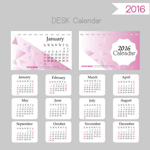 500x500 2016 Desk Calendar Template Vectors Set 07 Free Download