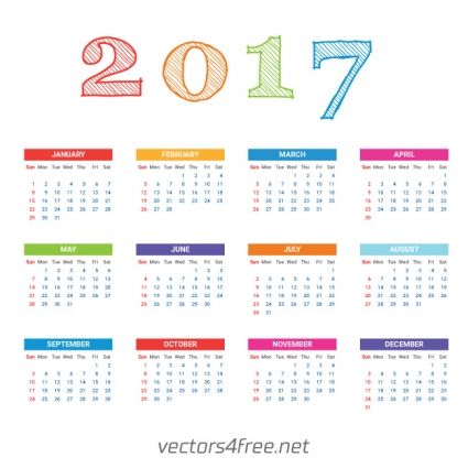 425x425 2017 Calendar Template Vector Printables Template