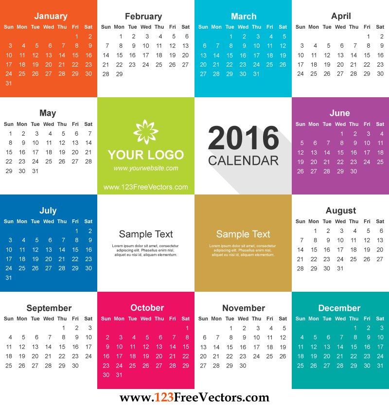 800x835 2016 Calendar Template Vectors Download Free Vector Art