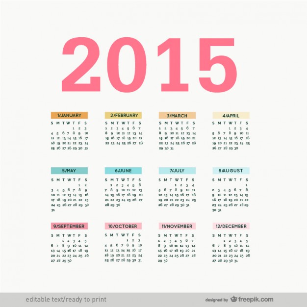 626x626 Editable 2015 Calendar Vector Vector Free Vector Download In .ai