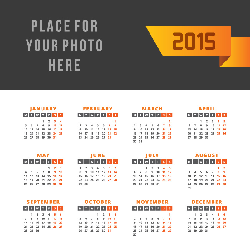 801x801 Simple Ribbon Calendar 2015 Vector Free Vector Graphic Download