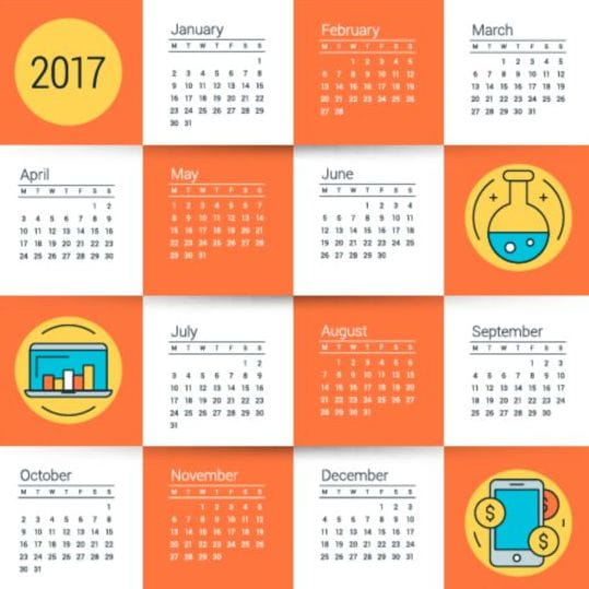 539x539 2017 Grid Calendar Vector Material 01 Eps File Free Graphics