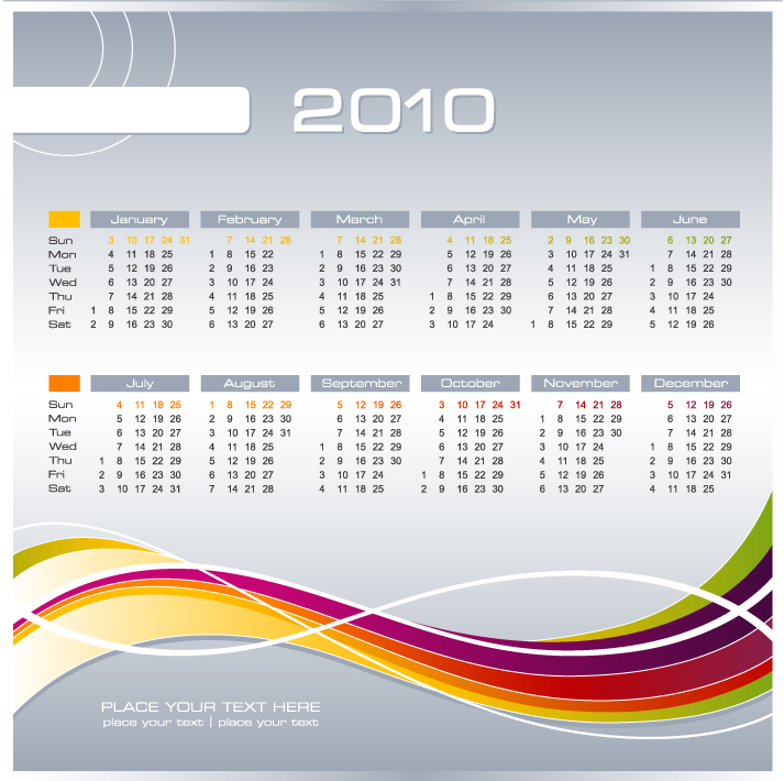 713x710 5 2010 Calendar Vector Free Vector 4vector