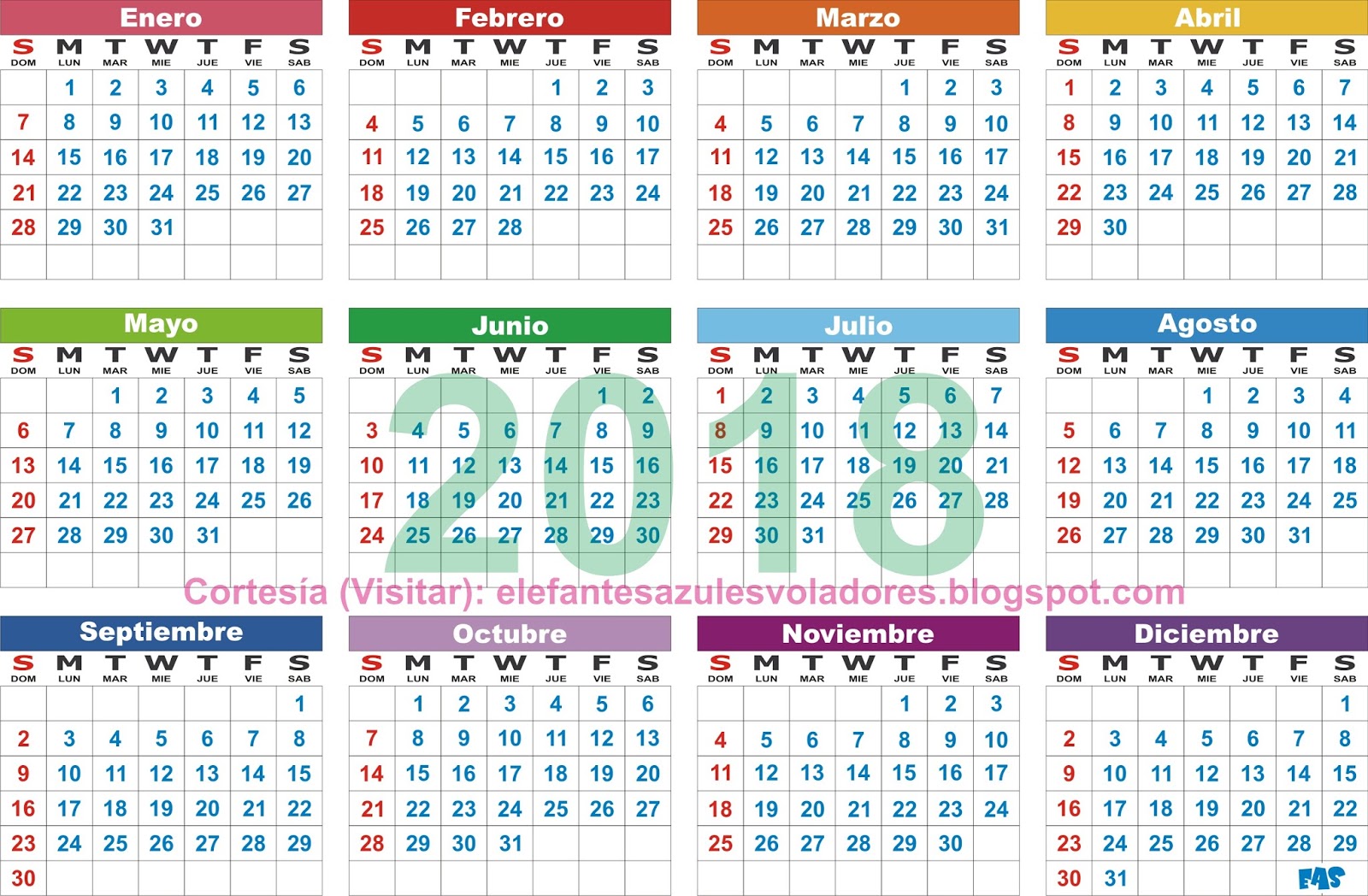 1600x1048 Elefantes Azules Voladores Calendario 2018 Para Imprimir, Vector