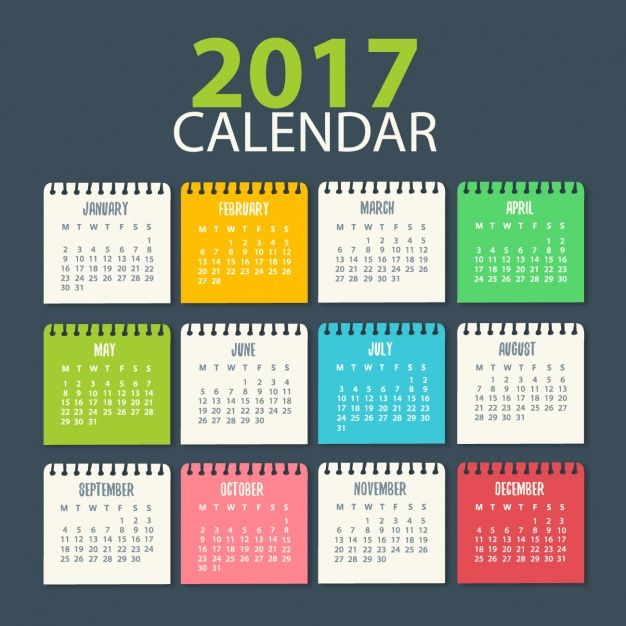 626x626 2017 Calendar Template Vector Free Download