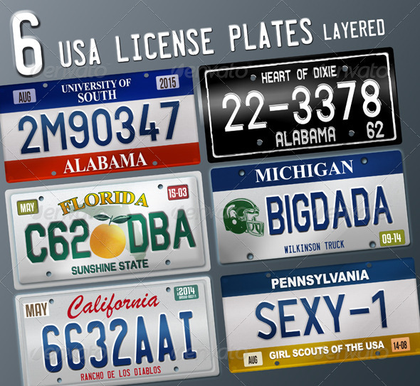 590x543 6 Layered Usa License Plates By Scarab13 Graphicriver