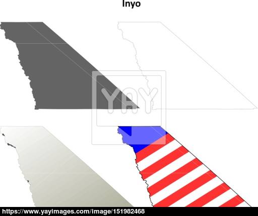 512x430 Inyo County, California Outline Map Set Vector