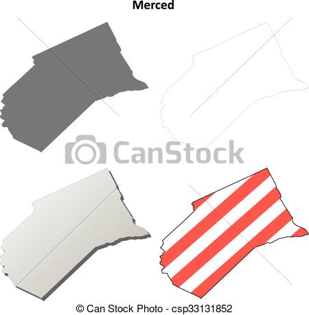 450x459 Merced County, California Outline Map Set. Merced County