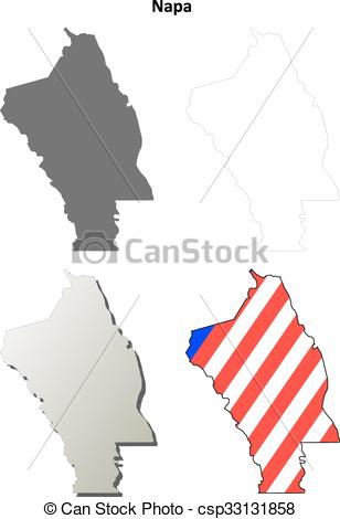 308x470 Napa County, California Outline Map Set. Napa County, California