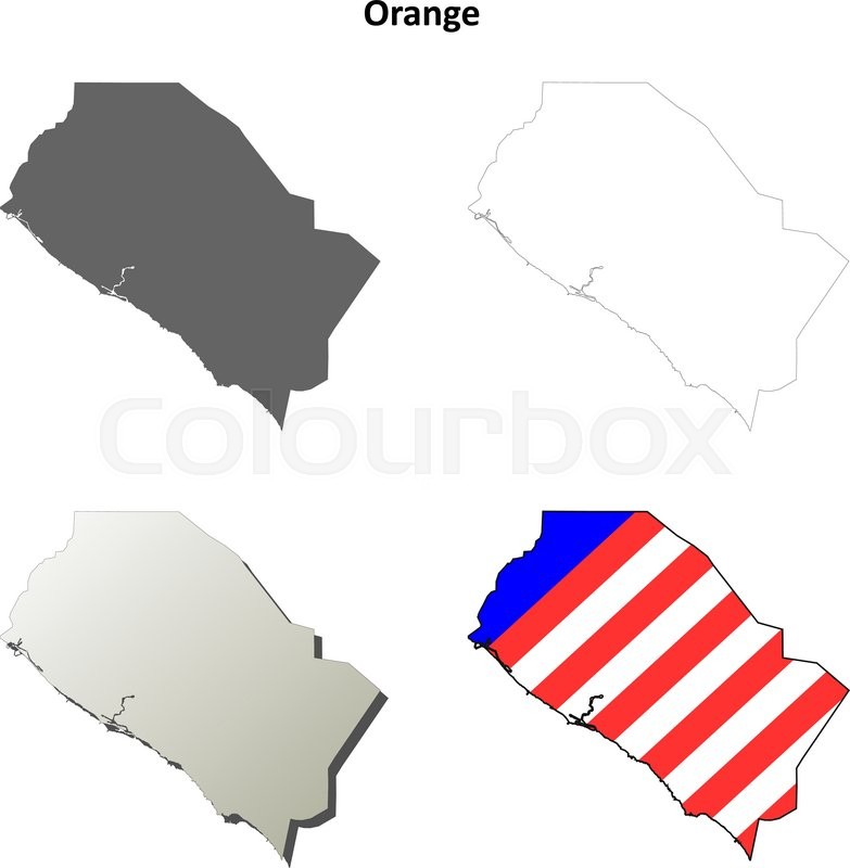 783x800 Orange County, California Blank Outline Map Set Stock Vector
