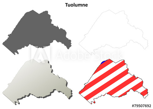 500x357 Tuolumne County (California) Outline Map Set