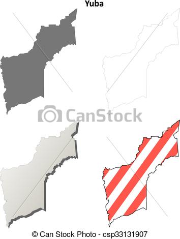 354x470 Yuba County, California Outline Map Set. Yuba County, California