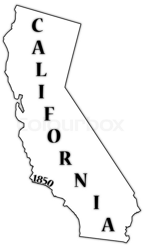 466x800 A California State Outline With The Date Of Statehood Isolated On