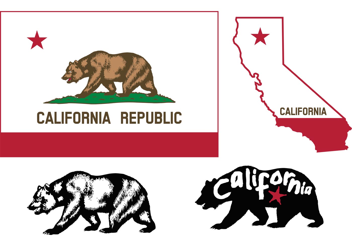 1400x980 California Flag Free Vector Art