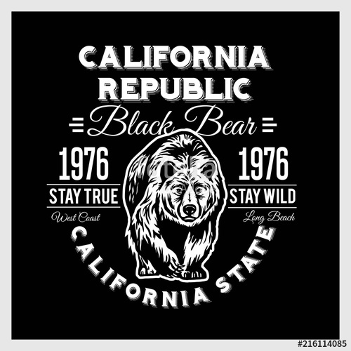 500x500 California Republic Vintage Typography With A Grizzly Bear Stock