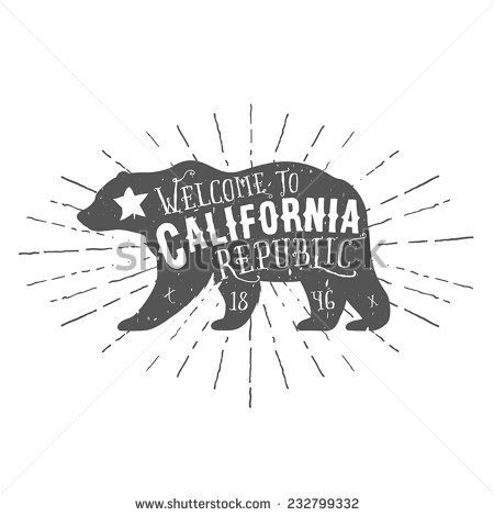 450x470 Vintage California Republic Bear With Sunbursts. Grunge Effect Is
