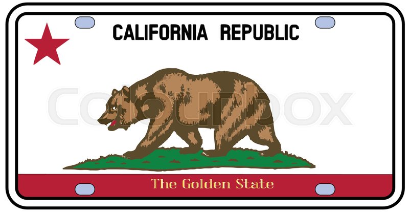 800x414 California License Plate In The Colors Of The State Flag With The