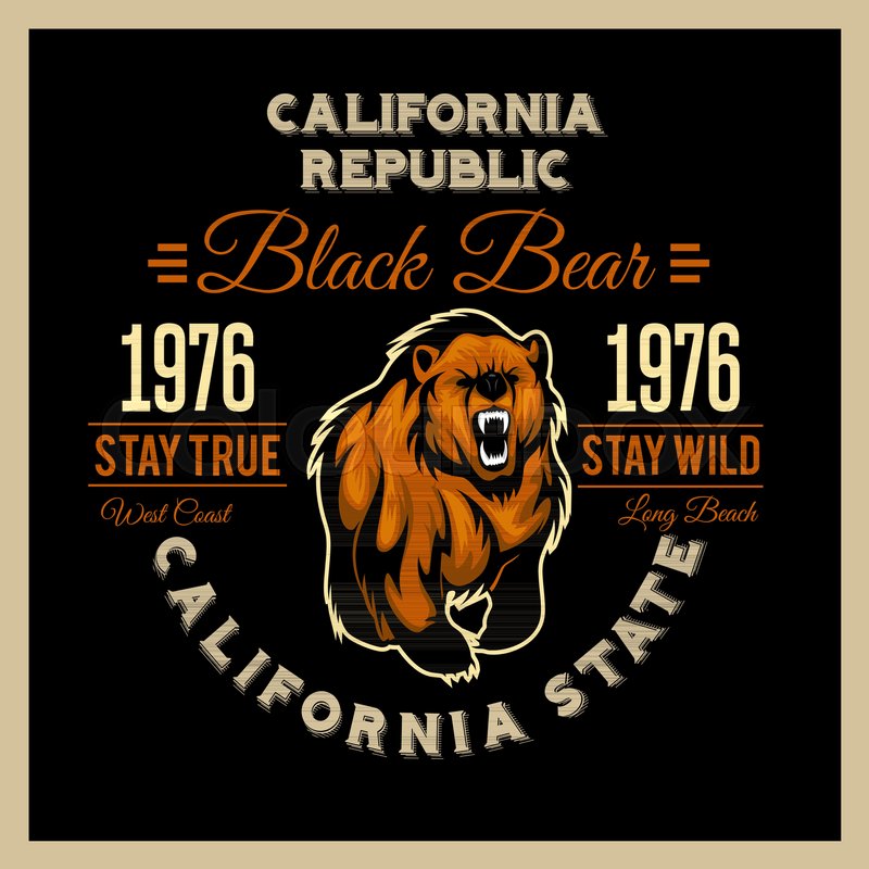 800x800 California Republic Vintage Typography With A Grizzly Bear, T
