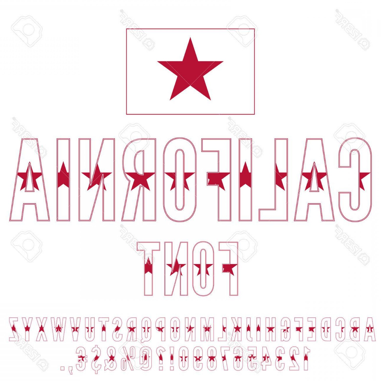 1560x1560 Photostock Vector California Lone Star Usa State Flag Font