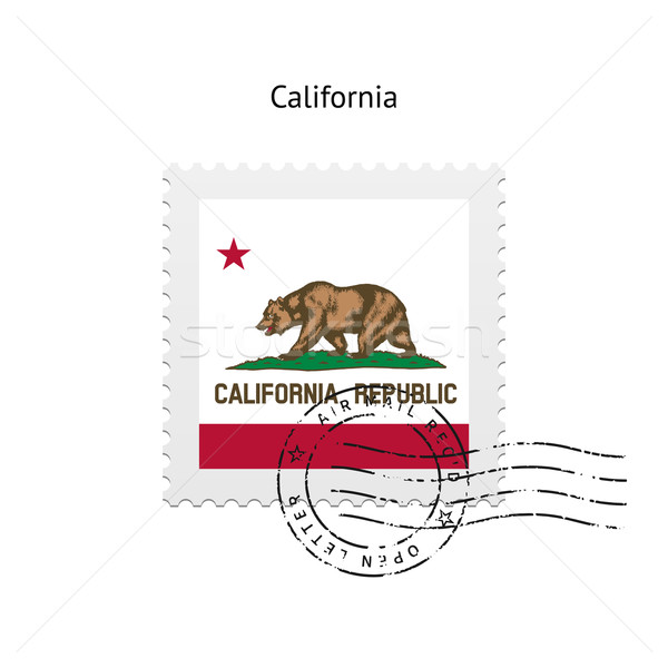 600x600 State Of California Flag Postage Stamp. Vector Illustration