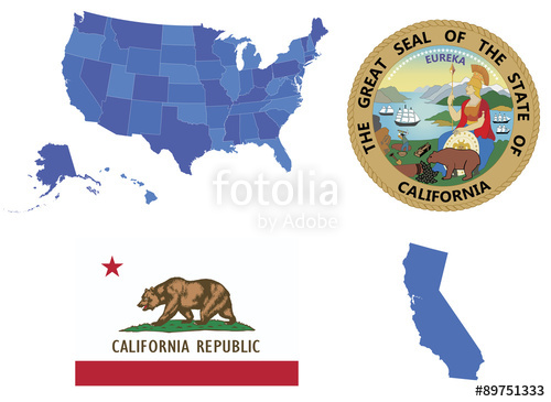 500x365 Vector Illustration Of State California, Contains High Detailed