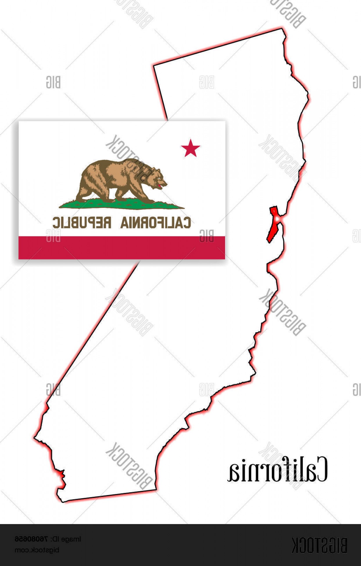1243x1944 California State Map With Flag Vector Geekchicpro