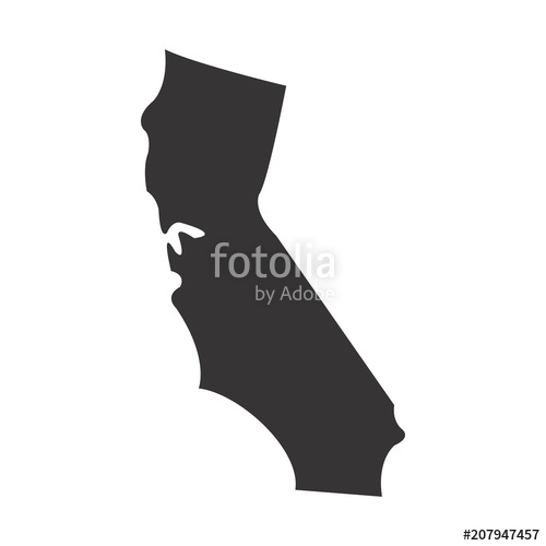 500x500 California State Map Of Us America. Vector Simple Black Maps. Eps
