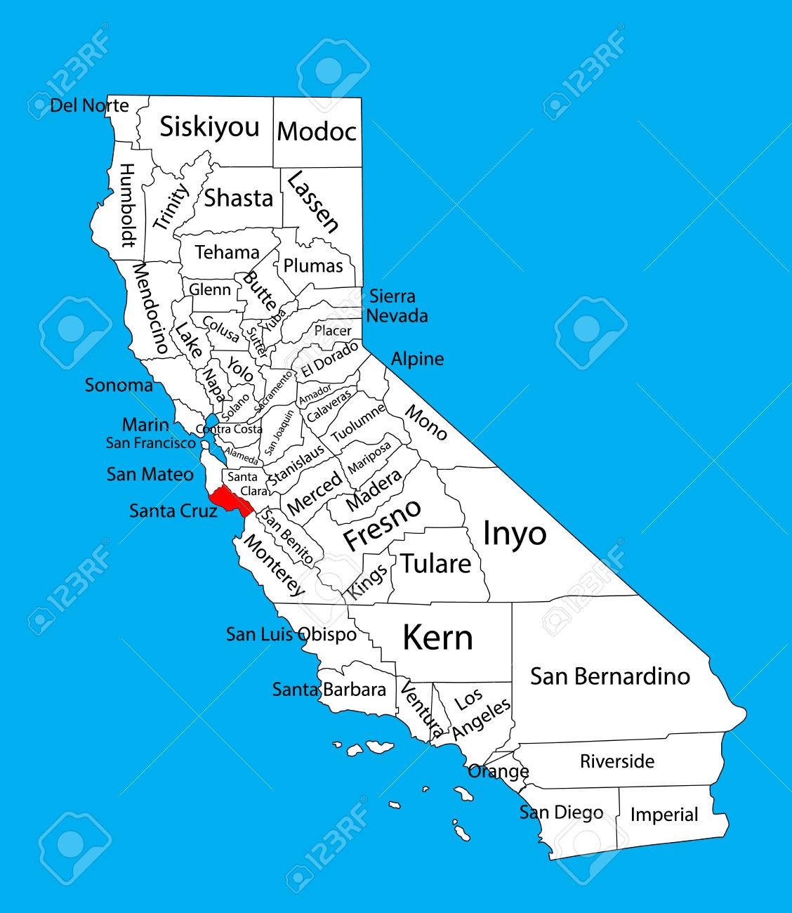 1128x1300 Photo Stock Vector Santa California State Map Cruz 0