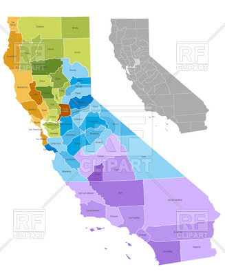 327x400 California State Counties Map With Boundaries And Names Vector