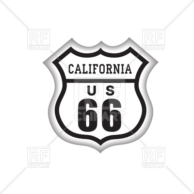 400x400 Route 66 Label With California Lettering. American Road Icon