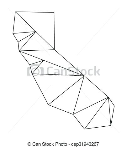 405x470 Black Polygonal Outline Of Vector Map California State