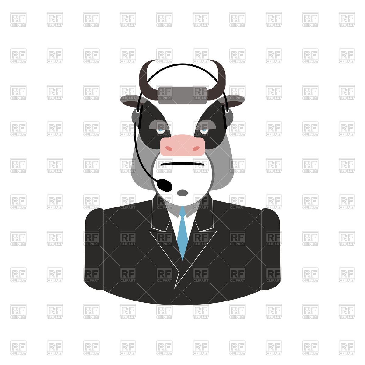 1200x1200 Farm Call Center, Cow With Headset, Customer Service Icon Vector