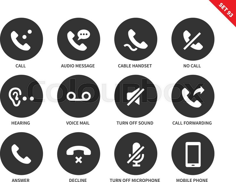 800x618 Phone Vector Icons Set. Information Technology And Call Centre