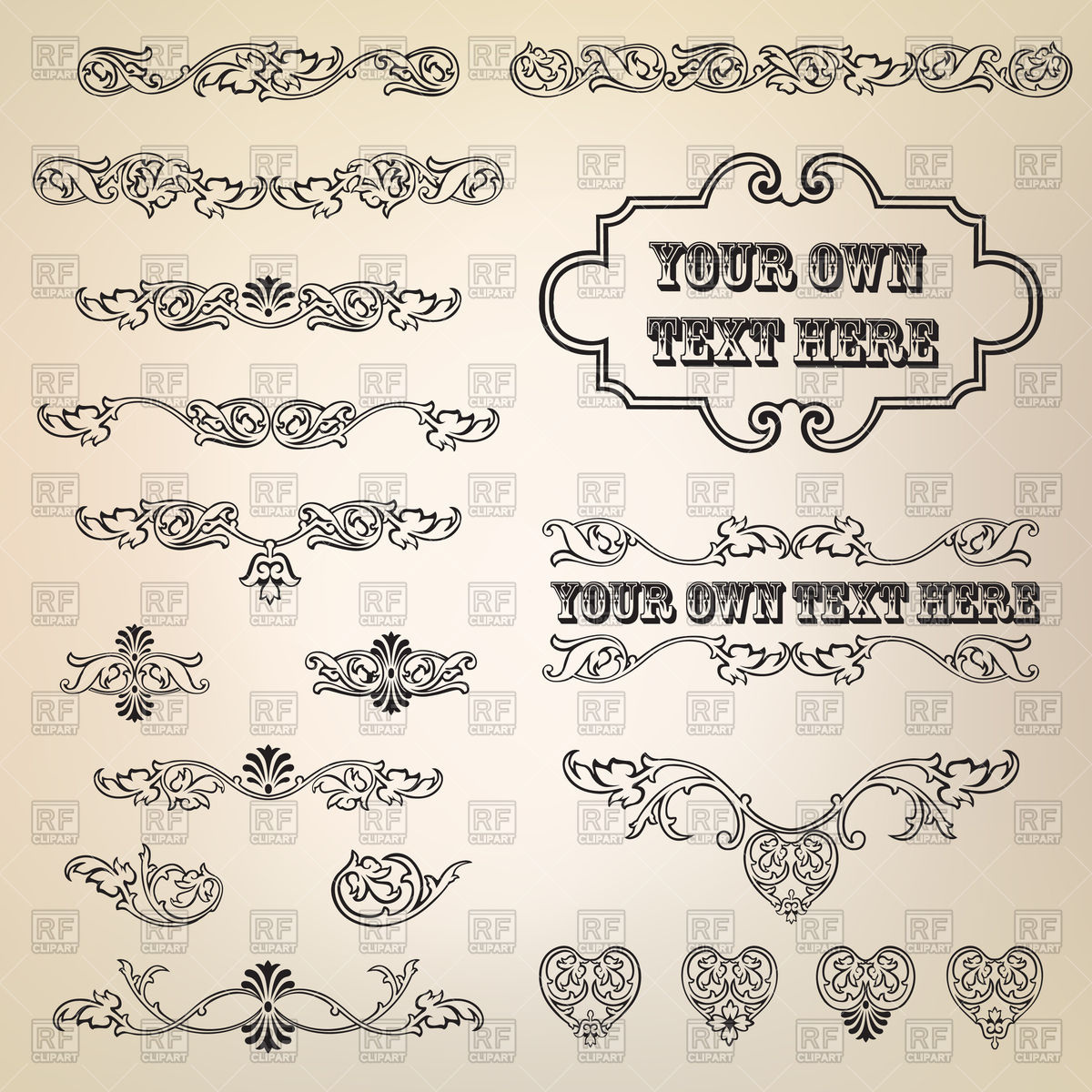 1200x1200 Calligraphic Flourish Design Elements.