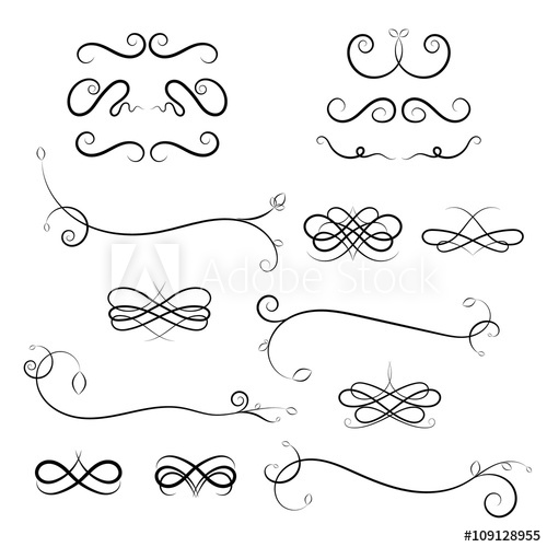 500x500 Calligraphic Design Elements On White Background. Vector