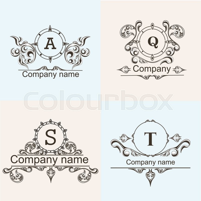 800x800 Set Ornamental Company Logos Template Flourishes Calligraphy