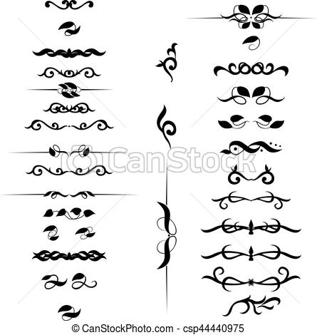 445x470 Calligraphic Vector Sets For Patterns, Designs, Frames. Graphic