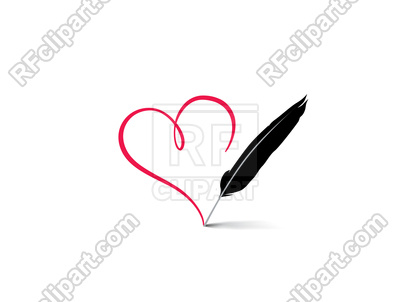 400x302 Hand Drawn Heart Calligraphic Written By Feather Pen Vector Image
