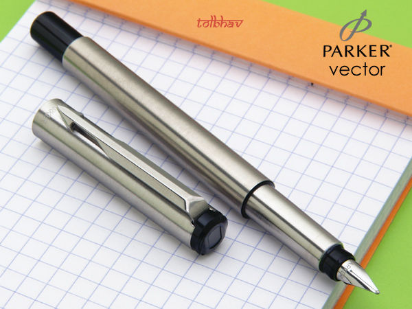 600x450 Parker Vector Stainless Steel Calligraphy Fountain Pen With 2 Nibs