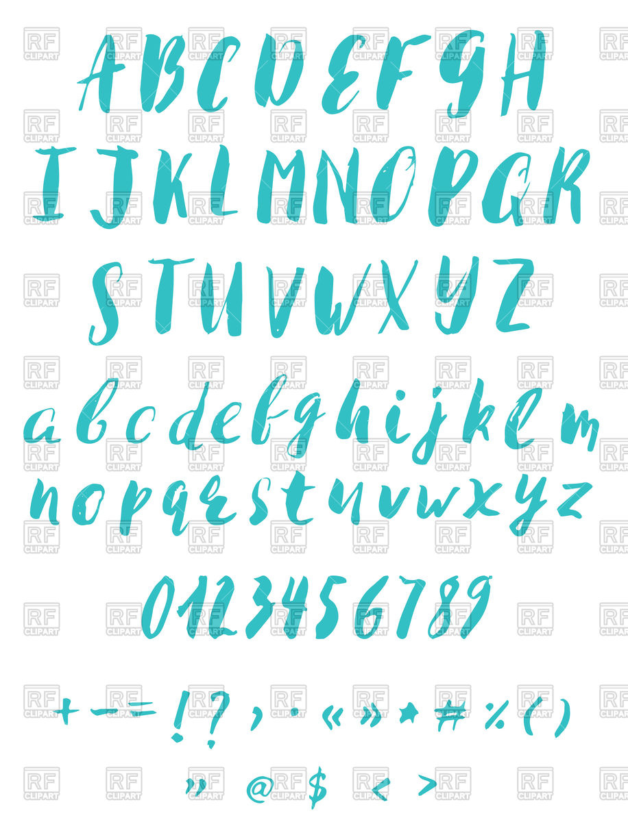916x1200 Handwritten Blue Calligraphy Alphabet Vector Image Vector