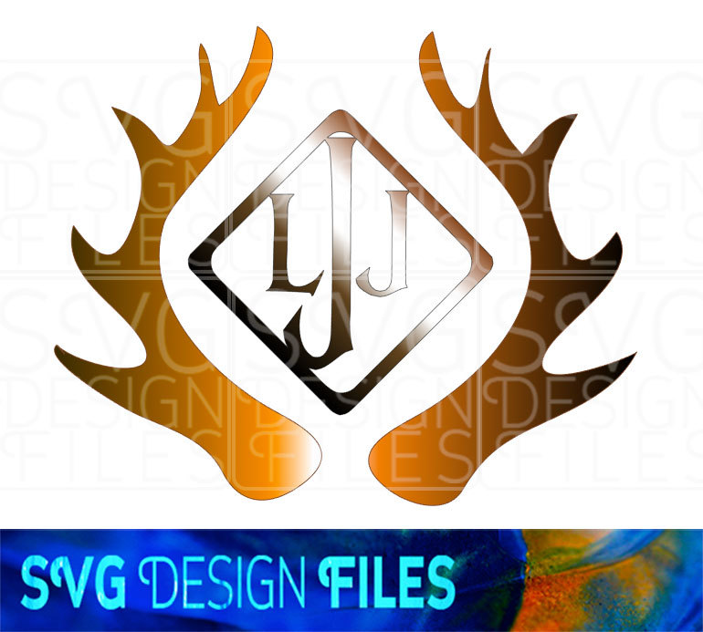 770x693 Deer Antler Monogram Frames. Stag Antler Svg Vector Files For