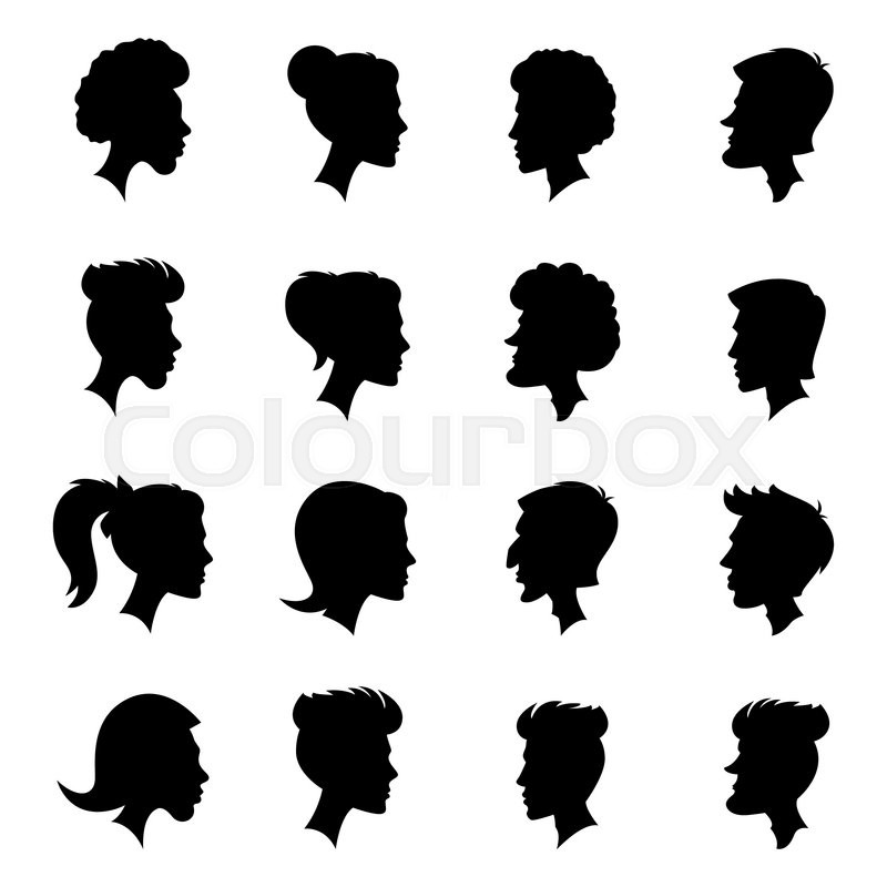 800x800 Vector Set Of Female And Male Adult And Child Cameo Silhouettes