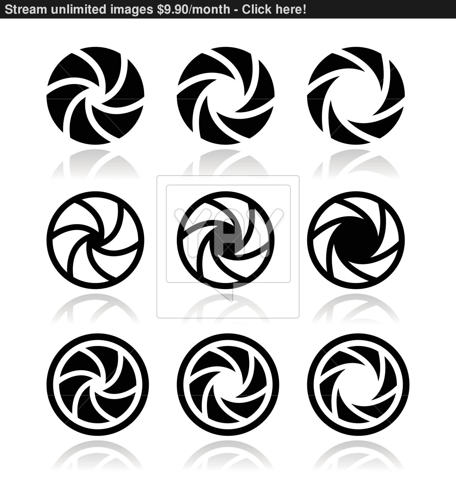 1479x1600 Camera Shutter Aperture Vector Icons Set Vector