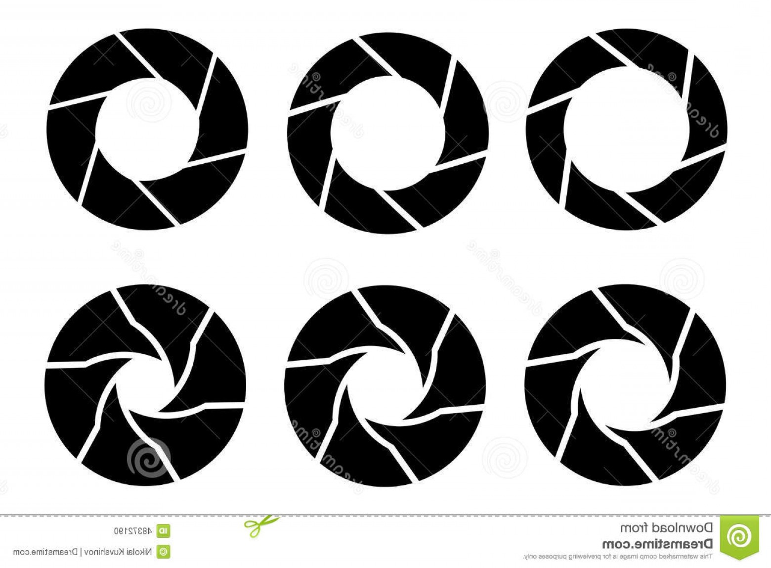 1560x1148 Stock Illustration Camera Shutter Aperture Icons Set Monochrome