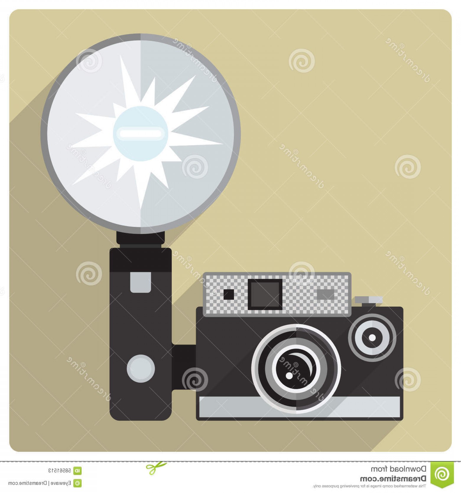 1560x1668 Stock Illustration Vintage Compact Camera Flash Vector Icon Flat